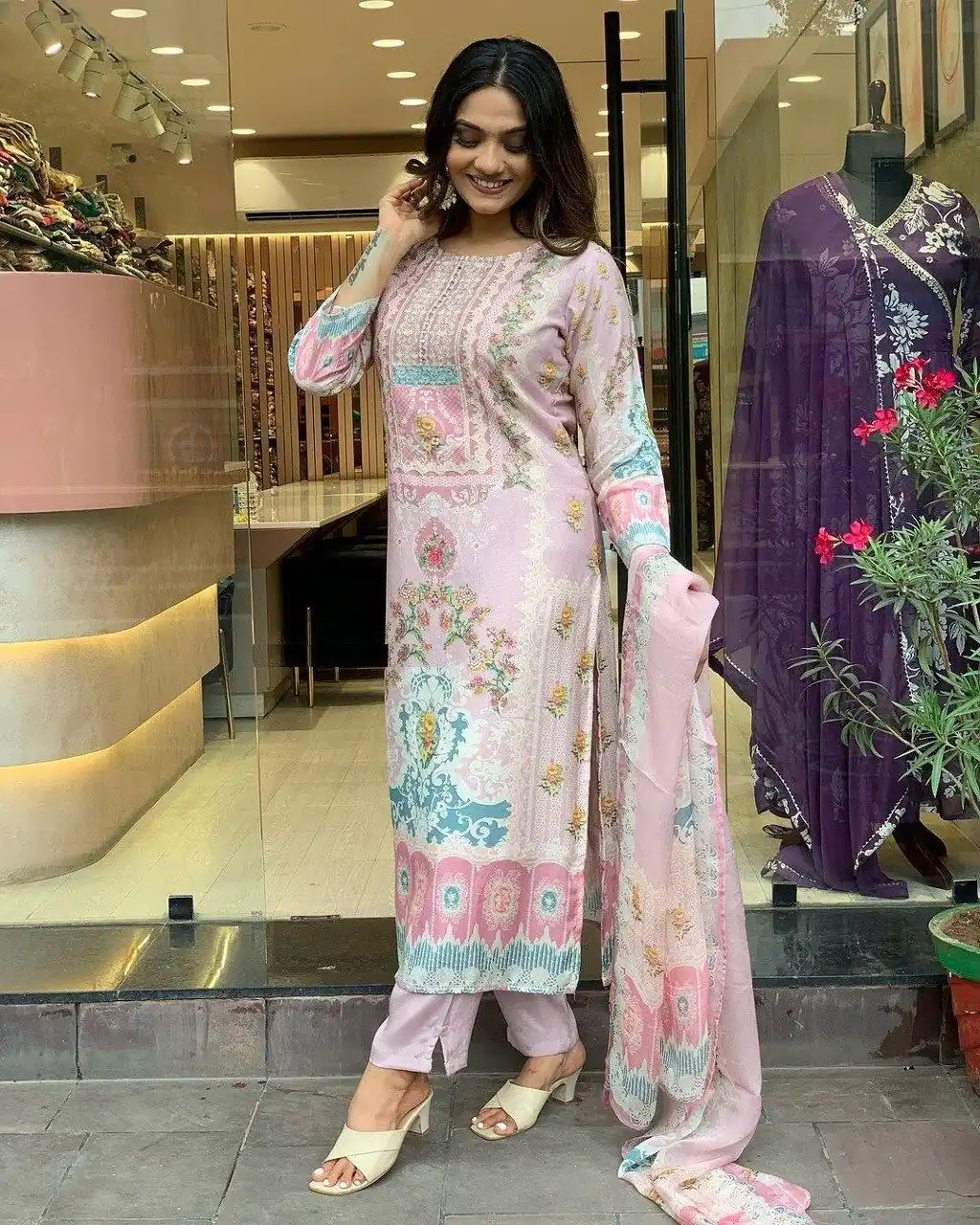 DC G22 Light Pink in Maslin Digital Print Salwar Suit . Wedding, Party, Festive, Events, Introductory Price ₹1749. Delivery 4-6 Working Days. Shop now. | Jump Suits, Straight Suits, Salwar suit, Designer Suits, Casual Suits, Creative suits, Palazzo Suits, Party Wear Suits, Patiala Suits