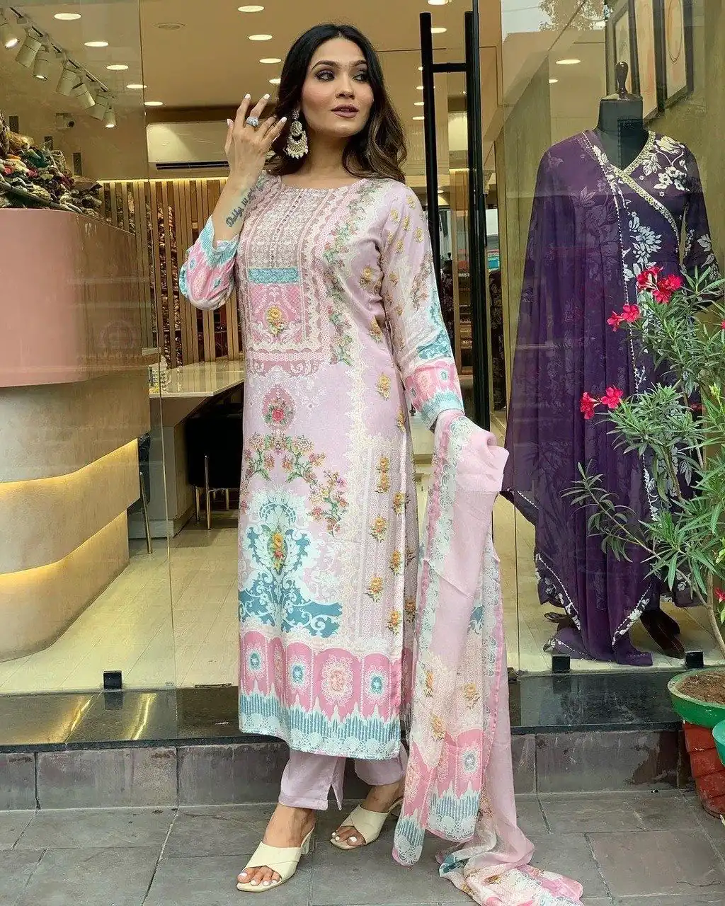 DC G22 Light Pink in Maslin Digital Print Salwar Suit . Wedding, Party, Festive, Events, Introductory Price ₹1749. Delivery 4-6 Working Days. Shop now. | Jump Suits, Straight Suits, Salwar suit, Designer Suits, Casual Suits, Creative suits, Palazzo Suits, Party Wear Suits, Patiala Suits