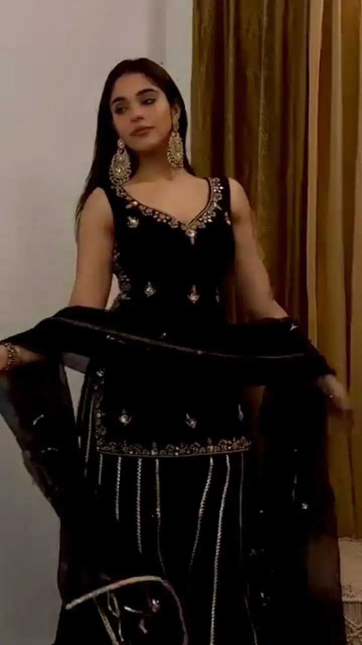 ST 230 Black Viscose Velvet Salwar Suit with Embroidery Work & Lace Work. Grab it for ₹2049. Delivery 4-6 Working Days. Shop now. | Jump Suits, Salwar suit, Designer Suits, Casual Suits, Creative suits, Palazzo Suits, Party Wear Suits, Patiala Suits, Straight Suits