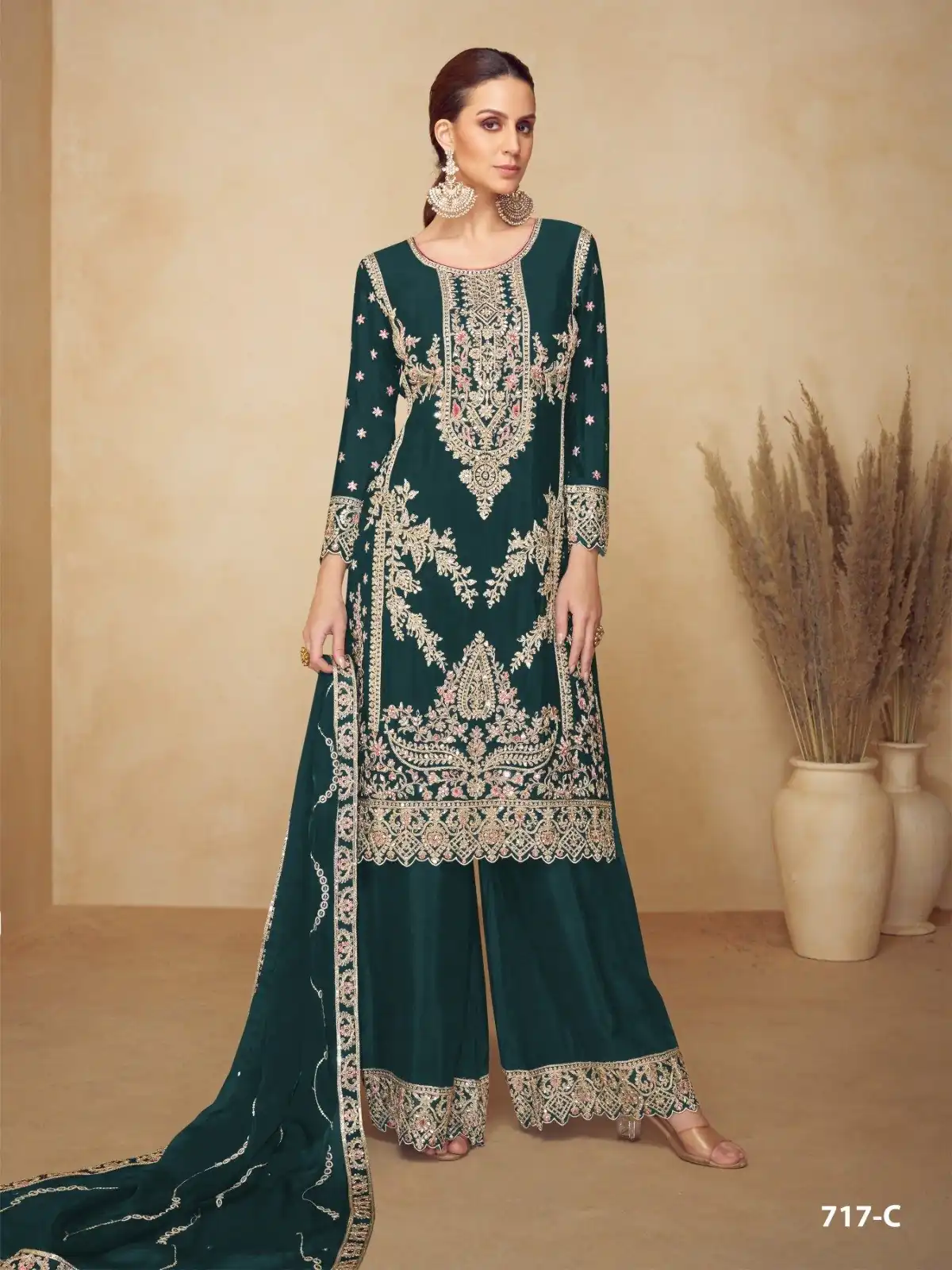 FC 717 Green Viscous Chinon Salwar Suit with Lace Work & Embroidery Work. Exclusive Offer ₹2549. Delivery 4-6 Working Days. Shop now. | Jump Suits, Salwar suit, Designer Suits, Casual Suits, Creative suits, Palazzo Suits, Party Wear Suits, Patiala Suits, Straight Suits