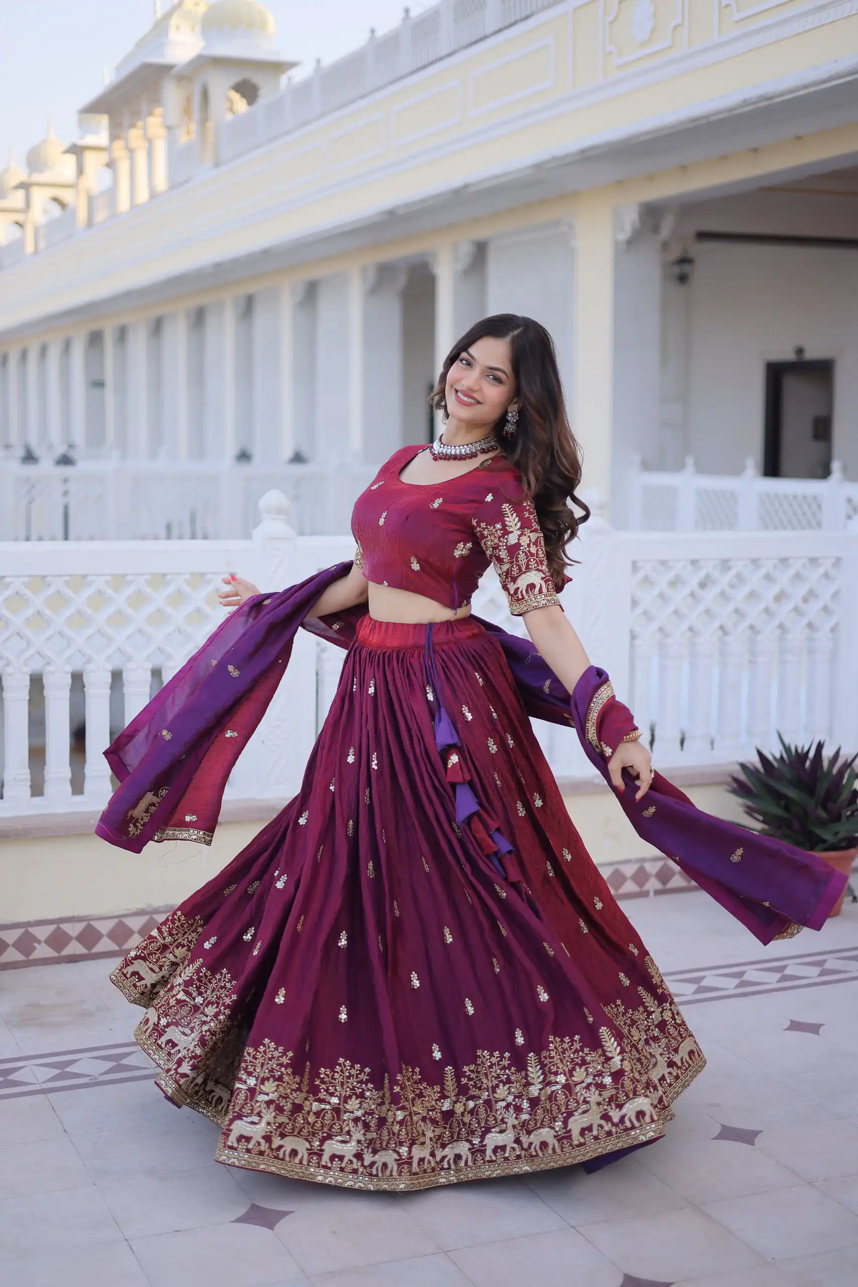 KA 5067 Maroon in Fendi Silk Embroidery Work & Zari Work Lehenga Choli . Affordable Price ₹3049. Delivery 4-6 Working Days. Shop now. | Lehenga, Bollywood Lehenga, Creative Lehenga, Designer Lehenga, Embroidered Lehenga, Party Wear Lehenga