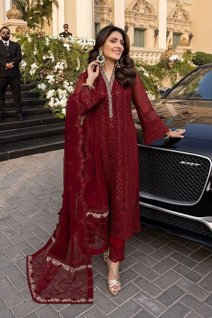 JF 001 Maroon Faux Georgette Salwar Suit. Perfect for Wedding, Party, Ganesh Chaturthi, Baisakhi, Bridal Wear – Exclusive Offer ₹2099. Delivery 4-6 | Jump Suits, Straight Suits, Salwar suit, Designer Suits, Casual Suits, Creative suits, Palazzo Suits, Party Wear Suits, Patiala Suits
