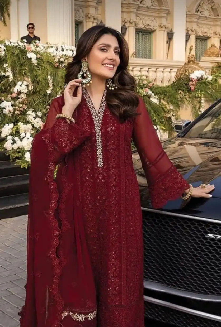 JF 001 Maroon Faux Georgette Salwar Suit. Perfect for Wedding, Party, Ganesh Chaturthi, Baisakhi, Bridal Wear – Exclusive Offer ₹2099. Delivery 4-6 | Jump Suits, Straight Suits, Salwar suit, Designer Suits, Casual Suits, Creative suits, Palazzo Suits, Party Wear Suits, Patiala Suits