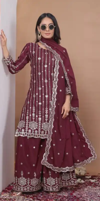FE 126 Maroon Color Natural Crap Salwar Suit with Embroidery Work. Special Price ₹2399. Delivery 4-6 Working Days. Shop now. | Jump Suits, Straight Suits, Salwar suit, Designer Suits, Casual Suits, Creative suits, Palazzo Suits, Party Wear Suits, Patiala Suits