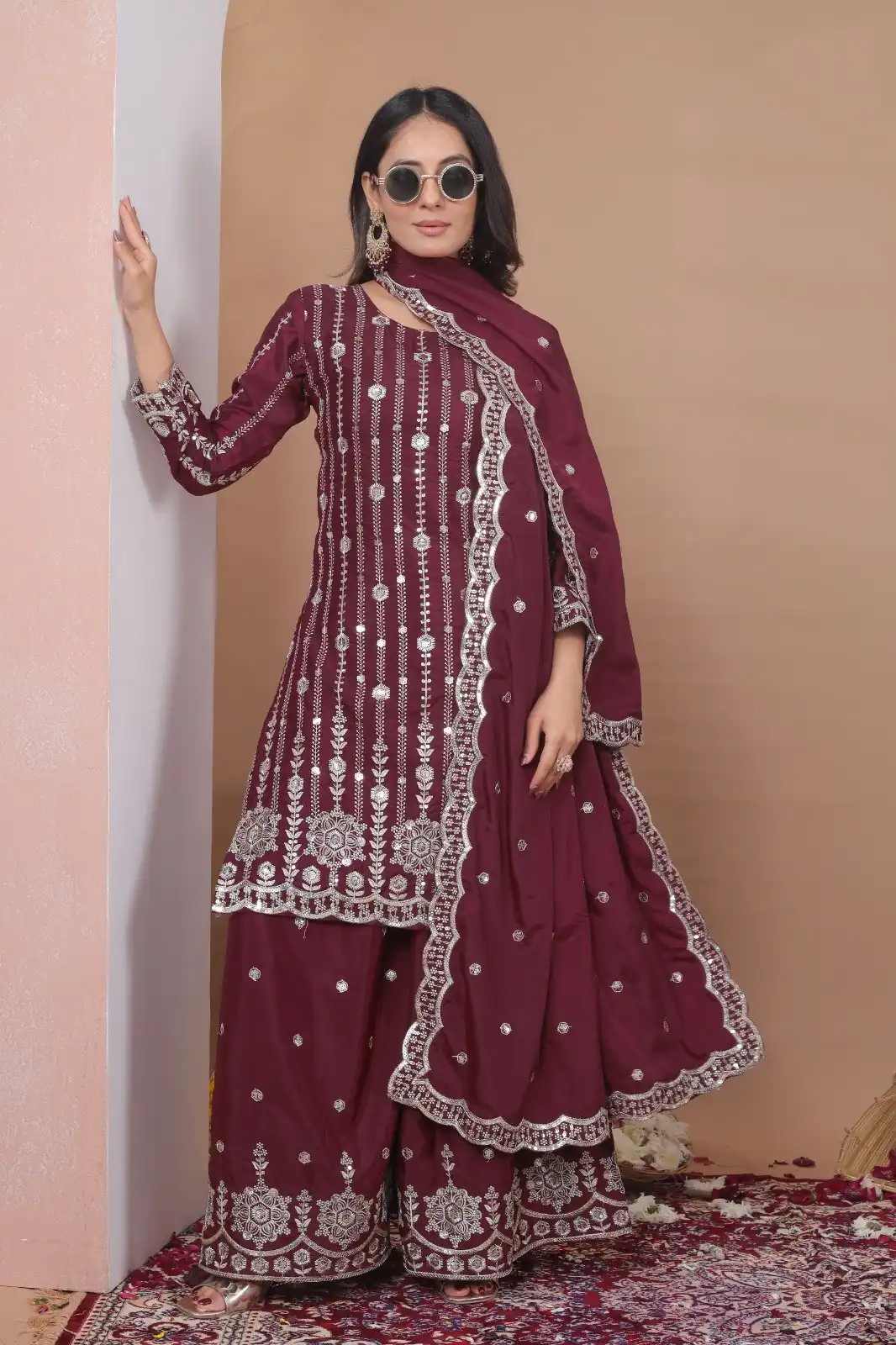 FE 126 Maroon Color Natural Crap Salwar Suit with Embroidery Work. Special Price ₹2399. Delivery 4-6 Working Days. Shop now. | Jump Suits, Straight Suits, Salwar suit, Designer Suits, Casual Suits, Creative suits, Palazzo Suits, Party Wear Suits, Patiala Suits