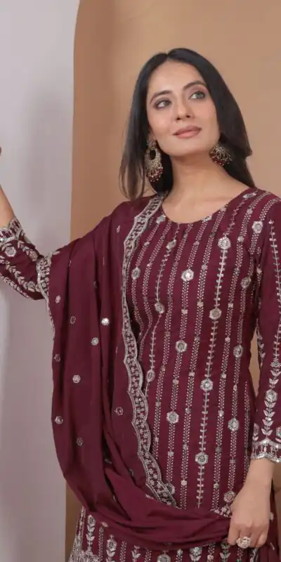 FE 126 Maroon Color Natural Crap Salwar Suit with Embroidery Work. Special Price ₹2399. Delivery 4-6 Working Days. Shop now. | Jump Suits, Straight Suits, Salwar suit, Designer Suits, Casual Suits, Creative suits, Palazzo Suits, Party Wear Suits, Patiala Suits