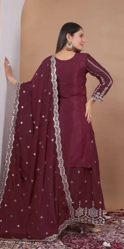 FE 126 Maroon Color Natural Crap Salwar Suit with Embroidery Work. Special Price ₹2399. Delivery 4-6 Working Days. Shop now. | Jump Suits, Straight Suits, Salwar suit, Designer Suits, Casual Suits, Creative suits, Palazzo Suits, Party Wear Suits, Patiala Suits