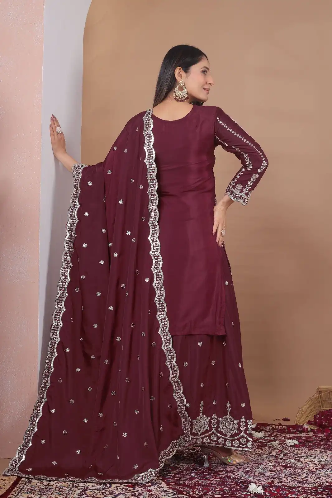 FE 126 Maroon Color Natural Crap Salwar Suit with Embroidery Work. Special Price ₹2399. Delivery 4-6 Working Days. Shop now. | Jump Suits, Straight Suits, Salwar suit, Designer Suits, Casual Suits, Creative suits, Palazzo Suits, Party Wear Suits, Patiala Suits