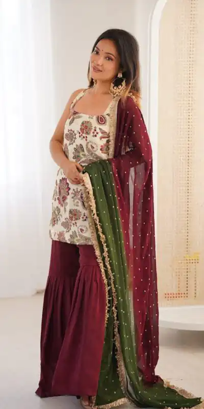 ST 1153 Maroon Color Natural Crep Salwar Suit with Embroidery Work. Wedding, Party, Festive, Best Price ₹2449. Delivery 4-6 Working Days. Shop now. | Jump Suits, Salwar suit, Designer Suits, Casual Suits, Creative suits, Palazzo Suits, Party Wear Suits, Patiala Suits, Straight Suits
