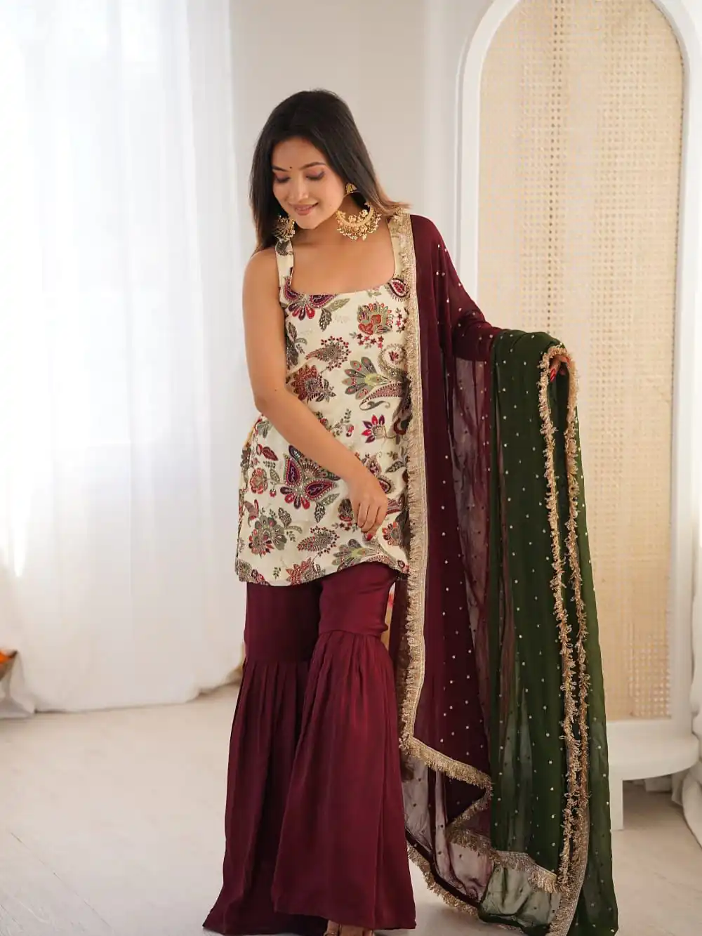ST 1153 Maroon Color Natural Crep Salwar Suit with Embroidery Work. Wedding, Party, Festive, Best Price ₹2449. Delivery 4-6 Working Days. Shop now. | Jump Suits, Salwar suit, Designer Suits, Casual Suits, Creative suits, Palazzo Suits, Party Wear Suits, Patiala Suits, Straight Suits