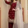 KF 1717 Maroon Zimmy Silk Salwar Suit with Lace Work & Embroidery Work. Affordable Price ₹2149. Delivery 4-6 Working Days. Shop now. | Jump Suits, Salwar suit, Designer Suits, Casual Suits, Creative suits, Palazzo Suits, Party Wear Suits, Patiala Suits, Straight Suits