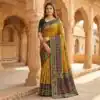 Mehendi Pochampalli Silk Lace Zari Work Saree