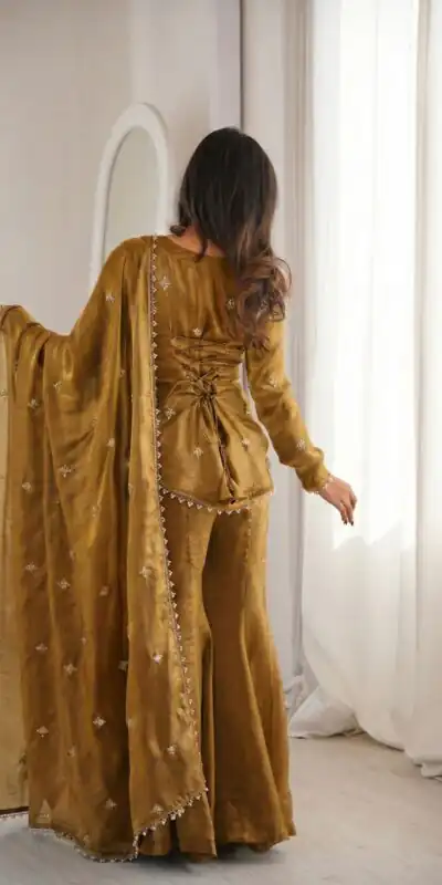 ZSR 3159 Mustered Fendy Silk Salwar Suitwith Embroidery Work & Lace Work. Now at just ₹2049. Delivery 4-6 Working Days. Shop now. | Jump Suits, Salwar suit, Designer Suits, Casual Suits, Creative suits, Palazzo Suits, Party Wear Suits, Patiala Suits, Straight Suits