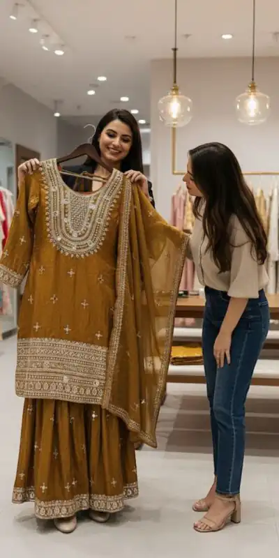 WW 1249 Mustered Fendy Silk Salwar Suit with Mirror Work & Embroidery Work. Best Price ₹2399. Delivery 4-6 Working Days. Shop now. | Jump Suits, Salwar suit, Designer Suits, Casual Suits, Creative suits, Palazzo Suits, Party Wear Suits, Patiala Suits, Straight Suits