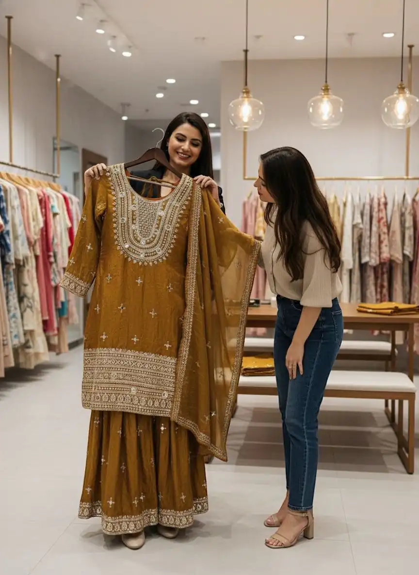 WW 1249 Mustered Fendy Silk Salwar Suit with Mirror Work & Embroidery Work. Best Price ₹2399. Delivery 4-6 Working Days. Shop now. | Jump Suits, Salwar suit, Designer Suits, Casual Suits, Creative suits, Palazzo Suits, Party Wear Suits, Patiala Suits, Straight Suits