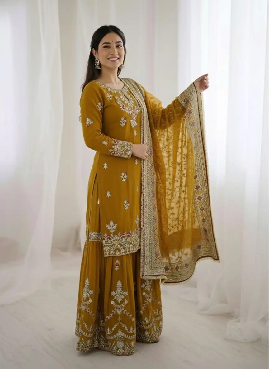 Mustered Georgette Sequence Work Salwar Suit - Image 2