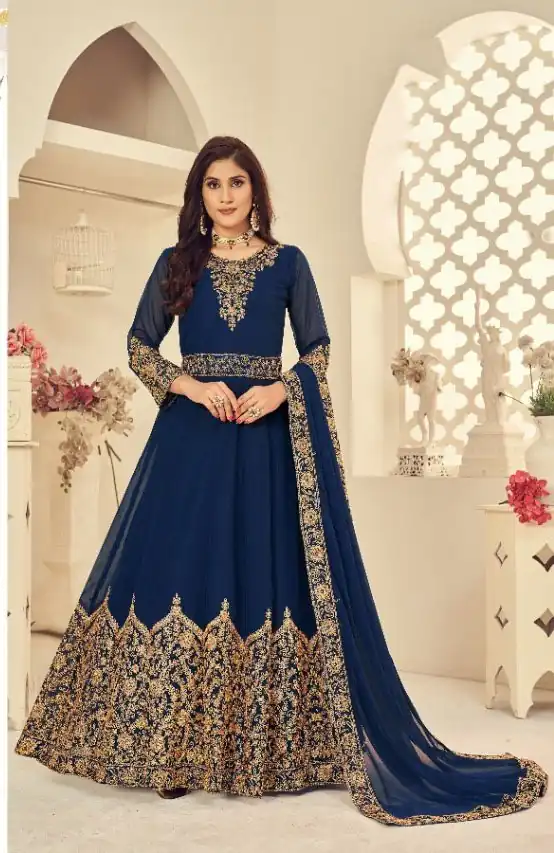 DS 1121 Navy Blue Georgette Salwar Suit with Stone Work. Get it for ₹1999. Wedding, Party, Festive, Events, Delivery 4-6 Working Days. Shop now. | Jump Suits, Straight Suits, Tops & Bottoms, Track Suits, Trendy Wear, Salwar suit, Designer Suits, Casual Suits, Creative suits, Palazzo Suits, Party Wear Suits, Patiala Suits
