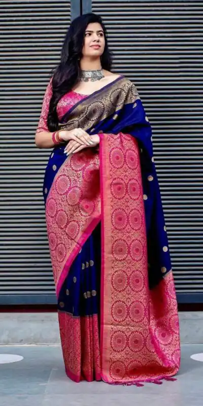 KPR 088 Navy Blue Color Soft Lichi Silk Saree with Lace Border & Lace Work. Best Price ₹1449. Delivery 4-6 Working Days. Shop now. | Sarees, Bollywood Sarees, Creative Sarees, Designer Sarees, Embroidered Sarees, Ethnic Saree, Modern Digital sarees, Party Wear Sarees