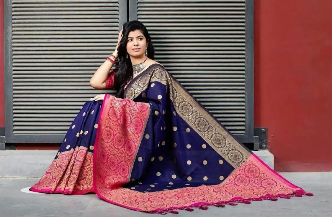 KPR 088 Navy Blue Color Soft Lichi Silk Saree with Lace Border & Lace Work. Best Price ₹1449. Delivery 4-6 Working Days. Shop now. | Sarees, Bollywood Sarees, Creative Sarees, Designer Sarees, Embroidered Sarees, Ethnic Saree, Modern Digital sarees, Party Wear Sarees