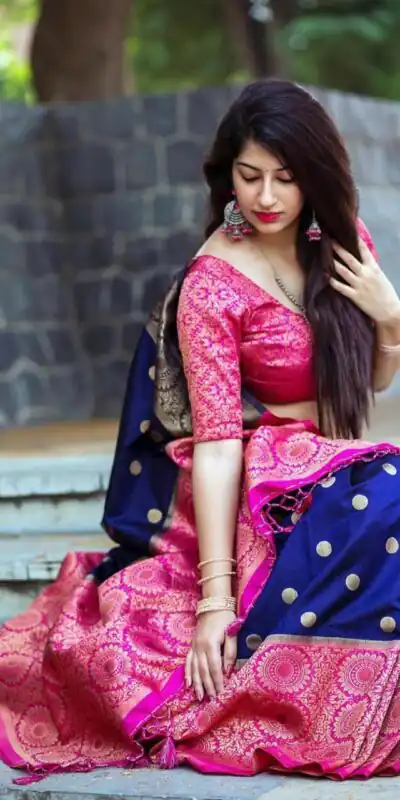 KPR 088 Navy Blue Color Soft Lichi Silk Saree with Lace Border & Lace Work. Best Price ₹1449. Delivery 4-6 Working Days. Shop now. | Sarees, Bollywood Sarees, Creative Sarees, Designer Sarees, Embroidered Sarees, Ethnic Saree, Modern Digital sarees, Party Wear Sarees