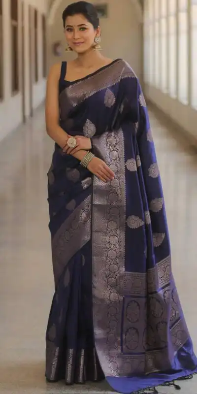 KPR 275 Navy Blue Soft Lichi Silk Saree Perfect for Wedding, Party, Raksha Bandhan, Sangeet, Eid – . Get it for ₹1349. Delivery 4-6 Working Days. | Sarees, Bollywood Sarees, Creative Sarees, Designer Sarees, Embroidered Sarees, Ethnic Saree, Modern Digital sarees, Party Wear Sarees
