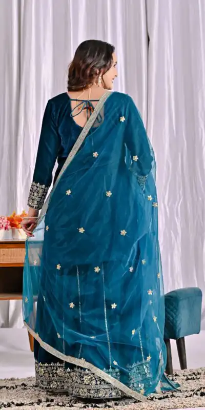 ND 5053 Navy Blue Viscous Velvet Salwar Suit with Embroidery Work. Grab it for ₹2449. Delivery 4-6 Working Days. Shop now. | Jump Suits, Salwar suit, Designer Suits, Casual Suits, Creative suits, Palazzo Suits, Party Wear Suits, Patiala Suits, Straight Suits