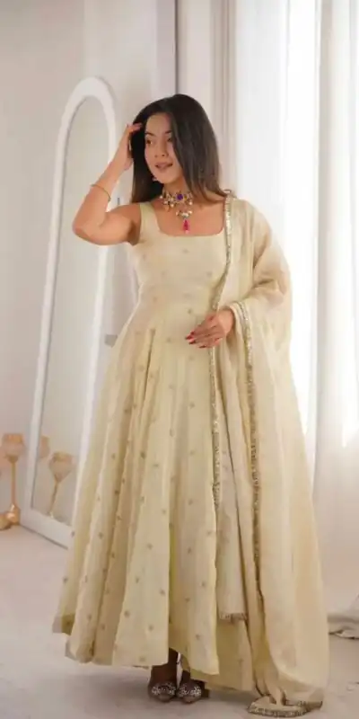 SRK 5325 Off White in Cosmos Embroidery Work & Lace Work Salwar Suit Gold. Available at ₹2099 only. Delivery 4-6 Working Days. Shop now. | Jump Suits, Salwar suit, Designer Suits, Casual Suits, Creative suits, Palazzo Suits, Party Wear Suits, Patiala Suits, Straight Suits