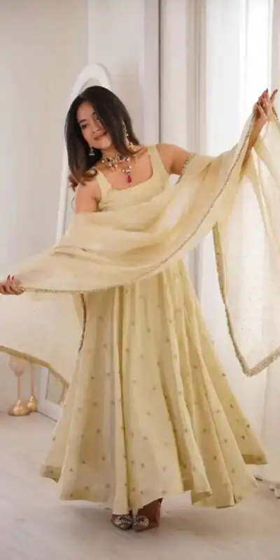 SRK 5325 Off White in Cosmos Embroidery Work & Lace Work Salwar Suit Gold. Available at ₹2099 only. Delivery 4-6 Working Days. Shop now. | Jump Suits, Salwar suit, Designer Suits, Casual Suits, Creative suits, Palazzo Suits, Party Wear Suits, Patiala Suits, Straight Suits