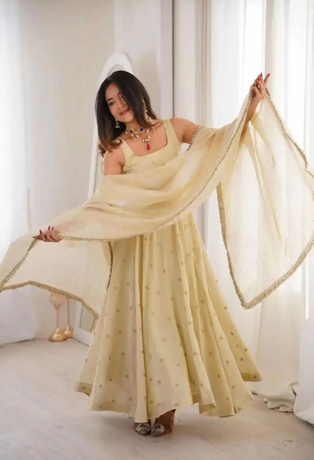 SRK 5325 Off White in Cosmos Embroidery Work & Lace Work Salwar Suit Gold. Available at ₹2099 only. Delivery 4-6 Working Days. Shop now. | Jump Suits, Salwar suit, Designer Suits, Casual Suits, Creative suits, Palazzo Suits, Party Wear Suits, Patiala Suits, Straight Suits