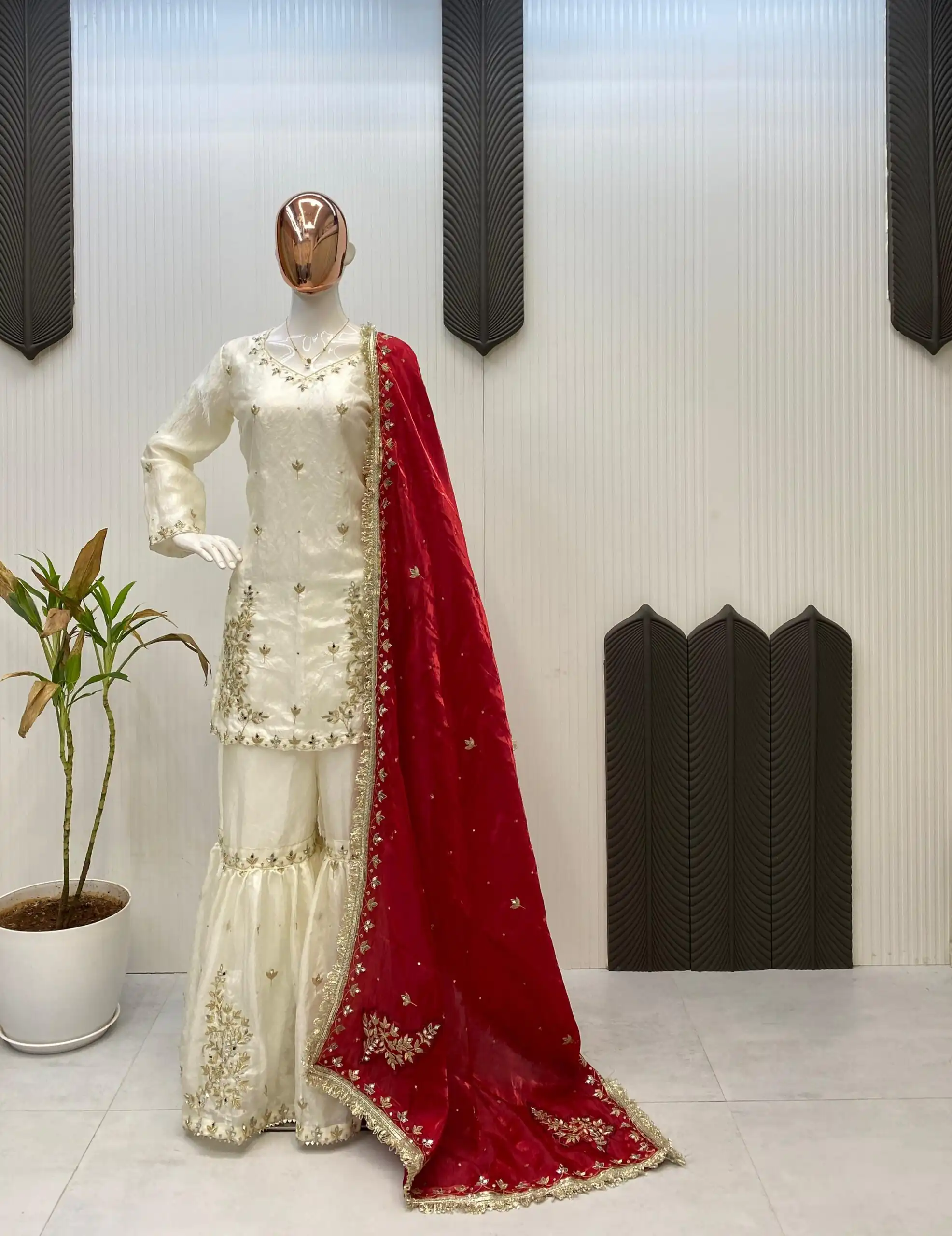 LG 1985 Off White Fandy Salwar Suit with Mirror Work & Embroidery Work. Introductory Price ₹2599. Delivery 4-6 Working Days. Shop now. | Jump Suits, Straight Suits, Tops & Bottoms, Track Suits, Trendy Wear, Salwar suit, Designer Suits, Casual Suits, Creative suits, Palazzo Suits, Party Wear Suits, Patiala Suits