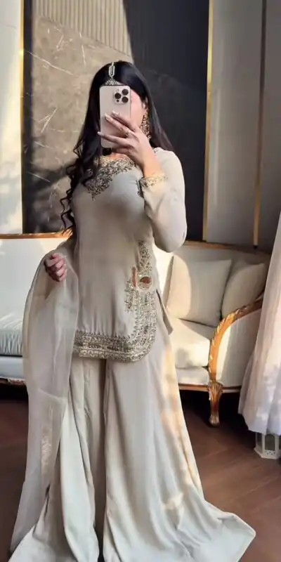 NF 1269 Off White Korean Satin Silk Salwar Suit with Lace Work & Embroidery Work. Exclusive Offer ₹2149. Delivery 4-6 Working Days. Shop now. | Jump Suits, Salwar suit, Designer Suits, Casual Suits, Creative suits, Palazzo Suits, Party Wear Suits, Patiala Suits, Straight Suits