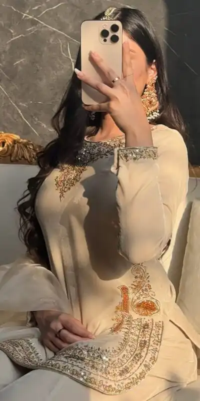 NF 1269 Off White Korean Satin Silk Salwar Suit with Lace Work & Embroidery Work. Exclusive Offer ₹2149. Delivery 4-6 Working Days. Shop now. | Jump Suits, Salwar suit, Designer Suits, Casual Suits, Creative suits, Palazzo Suits, Party Wear Suits, Patiala Suits, Straight Suits