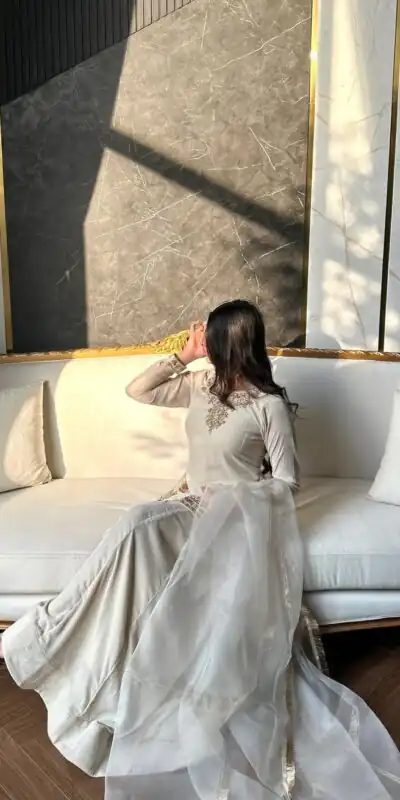 NF 1269 Off White Korean Satin Silk Salwar Suit with Lace Work & Embroidery Work. Exclusive Offer ₹2149. Delivery 4-6 Working Days. Shop now. | Jump Suits, Salwar suit, Designer Suits, Casual Suits, Creative suits, Palazzo Suits, Party Wear Suits, Patiala Suits, Straight Suits