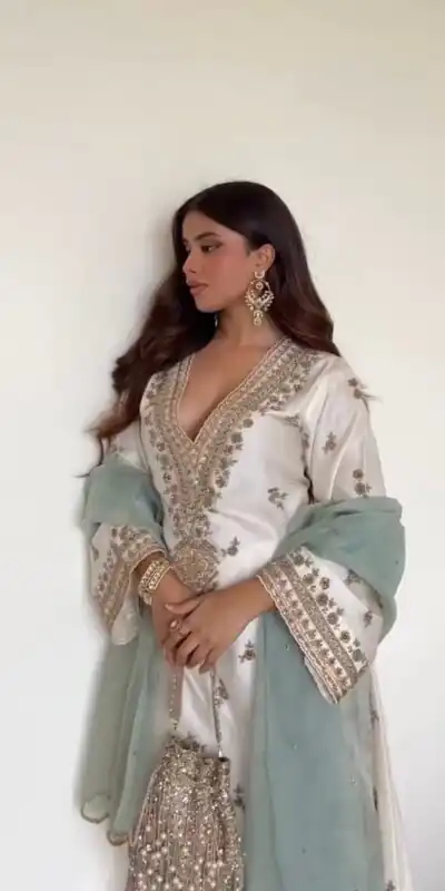 LG 2067 Off White Color Roman Silk Salwar Suit with Embroidery Work. Available at ₹1999 only. Delivery 4-6 Working Days. Shop now. | Jump Suits, Salwar suit, Designer Suits, Casual Suits, Creative suits, Palazzo Suits, Party Wear Suits, Patiala Suits, Straight Suits