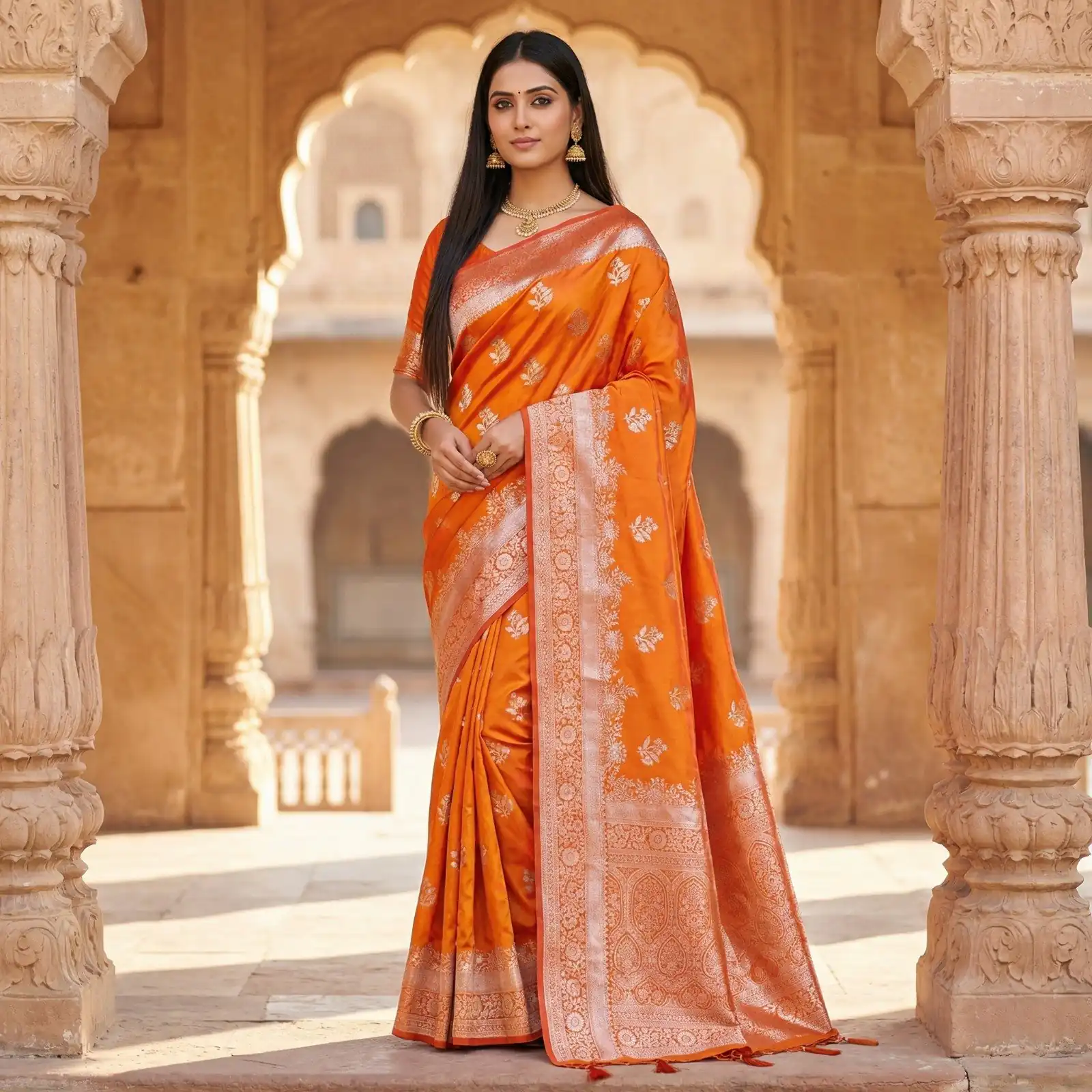 MB 39 Orange Color Banarasi Saree with Zari Work & Lace Work. Introductory Price ₹1899. Delivery 4-6 Working Days. Shop now. | Sarees, Bollywood Sarees, Creative Sarees, Designer Sarees, Embroidered Sarees, Ethnic Saree, Modern Digital sarees, Party Wear Sarees