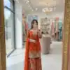 WW 1250 Orange Faux Georgette With 5 mm Sequence Work Salwar Suit Wedding, Party, Festive, Events Etc. Expected Delivery 4-6 Working Days @2399/- | Jump Suits, Salwar suit, Designer Suits, Casual Suits, Creative suits, Palazzo Suits, Party Wear Suits, Patiala Suits, Straight Suits