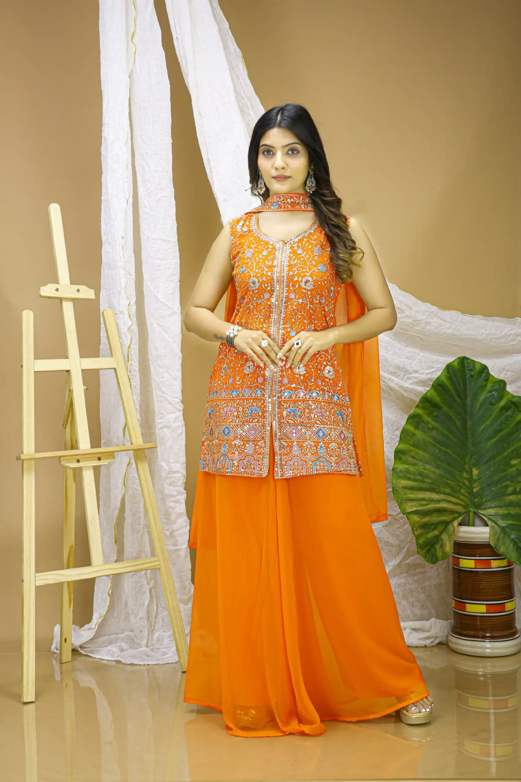 FE 124 Orange Color Georgette Salwar Suit with Embroidery Work. Introductory Price ₹1999. Delivery 4-6 Working Days. Shop now. | Jump Suits, Salwar suit, Designer Suits, Casual Suits, Creative suits, Palazzo Suits, Party Wear Suits, Patiala Suits, Straight Suits