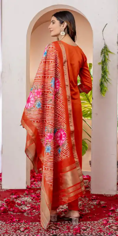DIVA 112 Orange Marina Silk Salwar Suit with Embroidery Work. Introductory Price ₹1999. Delivery 4-6 Working Days. Shop now. | Jump Suits, Salwar suit, Designer Suits, Casual Suits, Creative suits, Palazzo Suits, Party Wear Suits, Patiala Suits, Straight Suits