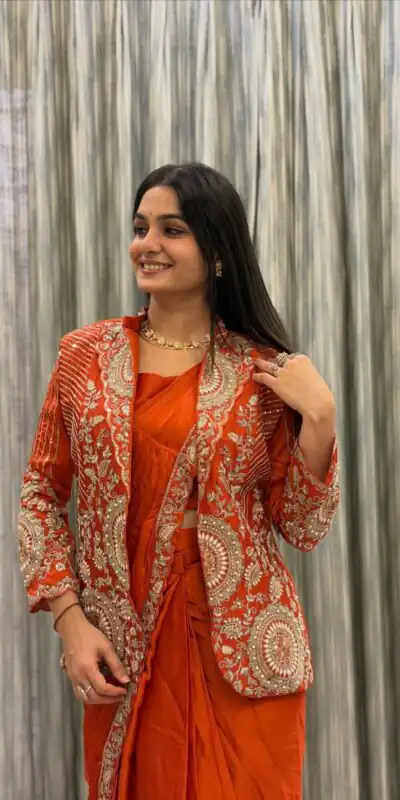 ST 1147 Orange in Rangoli Silk. Lace Work & Embroidery Work Saree Special Price ₹2099. Delivery 4-6 Working Days. Shop now. | Sarees, Bollywood Sarees, Creative Sarees, Designer Sarees, Embroidered Sarees, Ethnic Saree, Modern Digital sarees, Party Wear Sarees