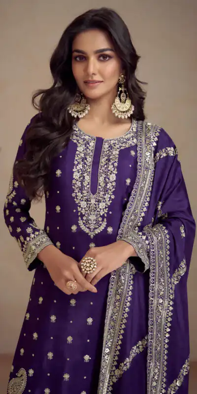 FC 7466 Purple Chinon Silk Salwar Suit with Embroidery Work & Lace Work. Affordable Price ₹2599. Delivery 4-6 Working Days. Shop now. | Jump Suits, Salwar suit, Designer Suits, Casual Suits, Creative suits, Palazzo Suits, Party Wear Suits, Patiala Suits, Straight Suits