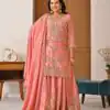 ND 5033 Peach Chinon Silk Salwar Suit with Embroidery Work & Lace Work. Affordable Price ₹2149. Delivery 4-6 Working Days. Shop now. | Jump Suits, Straight Suits, Salwar suit, Designer Suits, Casual Suits, Creative suits, Palazzo Suits, Party Wear Suits, Patiala Suits