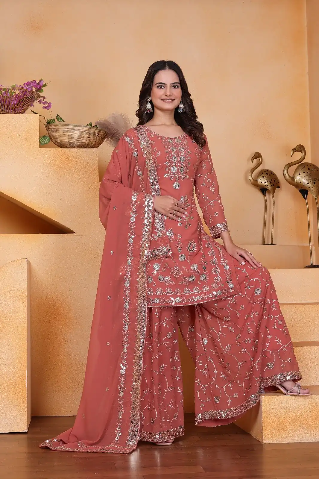 FE 99 Peach Color Fox Georgette Salwar Suit with Embroidery Work. Online Now at just ₹2549. Delivery 4-6 Working Days. Shop now. | Jump Suits, Salwar suit, Designer Suits, Casual Suits, Creative suits, Palazzo Suits, Party Wear Suits, Patiala Suits, Straight Suits