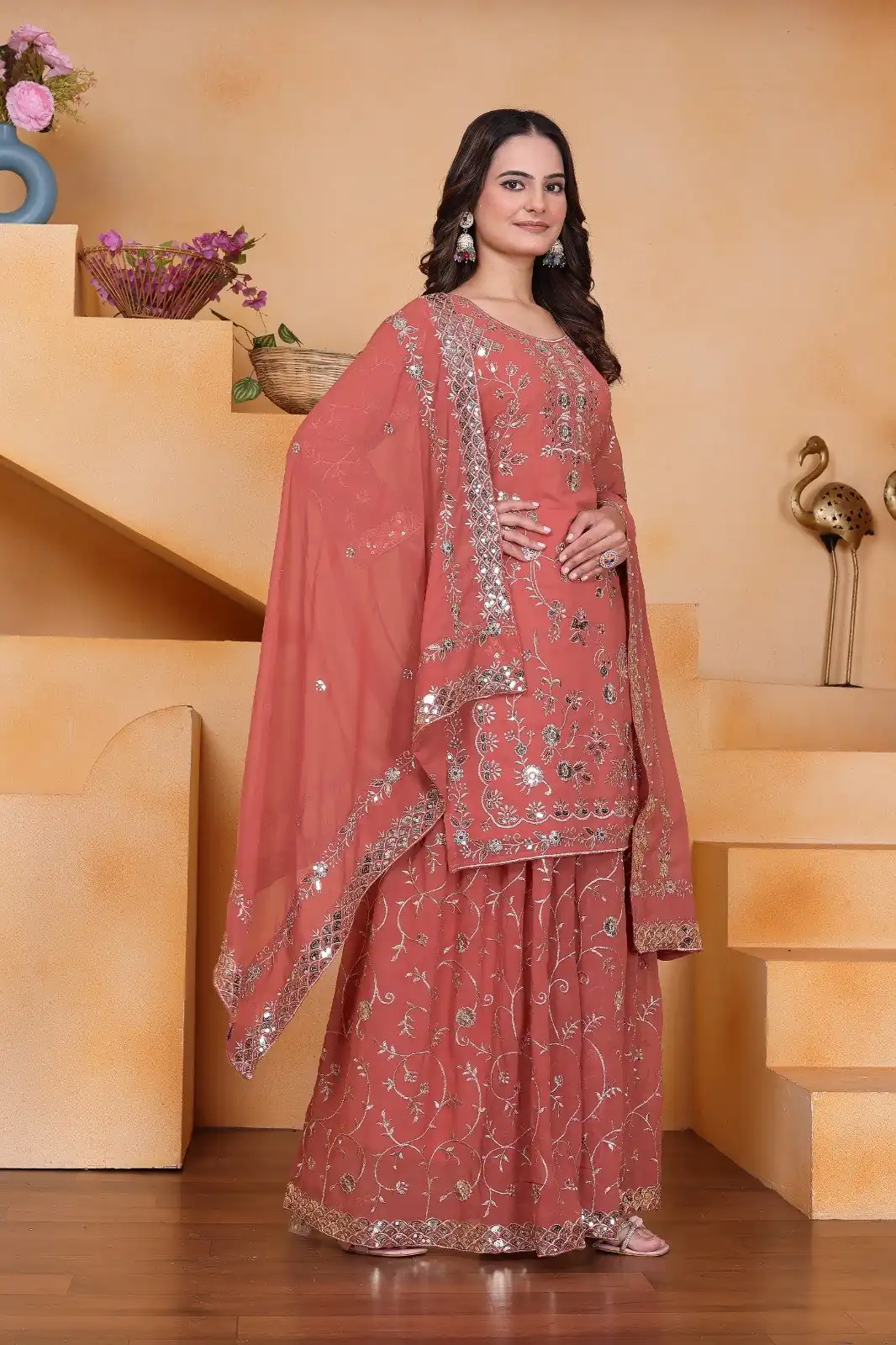 FE 99 Peach Color Fox Georgette Salwar Suit with Embroidery Work. Online Now at just ₹2549. Delivery 4-6 Working Days. Shop now. | Jump Suits, Salwar suit, Designer Suits, Casual Suits, Creative suits, Palazzo Suits, Party Wear Suits, Patiala Suits, Straight Suits