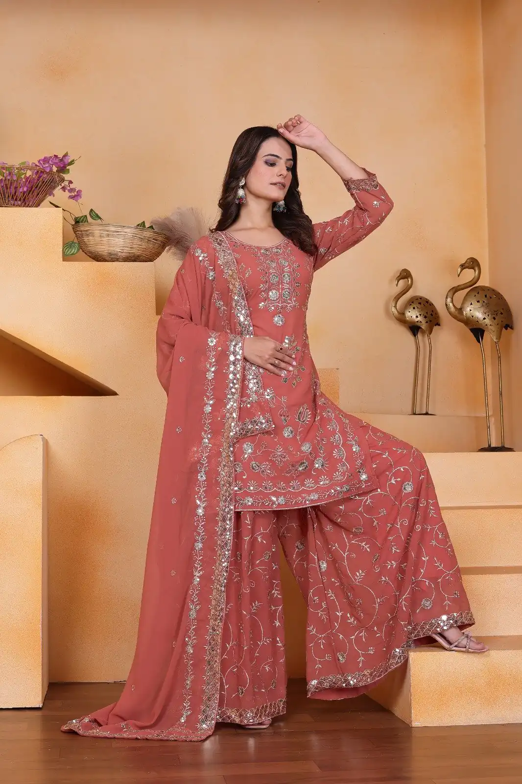 FE 99 Peach Color Fox Georgette Salwar Suit with Embroidery Work. Online Now at just ₹2549. Delivery 4-6 Working Days. Shop now. | Jump Suits, Salwar suit, Designer Suits, Casual Suits, Creative suits, Palazzo Suits, Party Wear Suits, Patiala Suits, Straight Suits