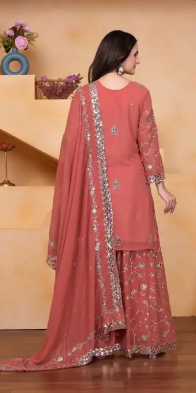 FE 99 Peach Color Fox Georgette Salwar Suit with Embroidery Work. Online Now at just ₹2549. Delivery 4-6 Working Days. Shop now. | Jump Suits, Salwar suit, Designer Suits, Casual Suits, Creative suits, Palazzo Suits, Party Wear Suits, Patiala Suits, Straight Suits