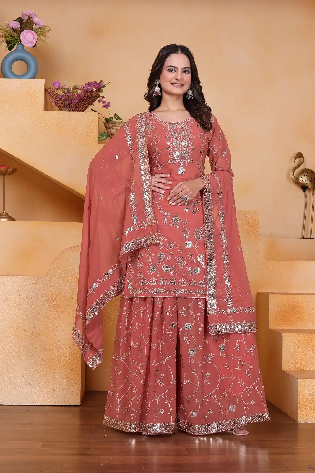 FE 99 Peach Color Fox Georgette Salwar Suit with Embroidery Work. Online Now at just ₹2549. Delivery 4-6 Working Days. Shop now. | Jump Suits, Salwar suit, Designer Suits, Casual Suits, Creative suits, Palazzo Suits, Party Wear Suits, Patiala Suits, Straight Suits