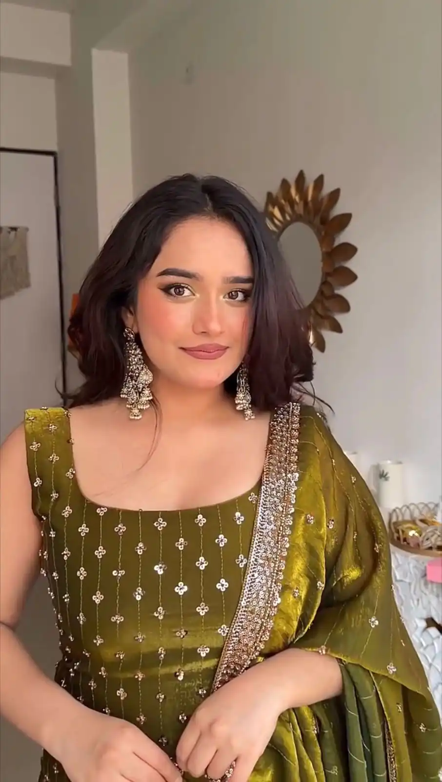 KD 1577 Mehendi Fendy Silk Salwar Suit with Mirror Work & Embroidery Work. Best Price ₹1999. Delivery 4-6 Working Days. Shop now. | Jump Suits, Salwar suit, Designer Suits, Casual Suits, Creative suits, Palazzo Suits, Party Wear Suits, Patiala Suits, Straight Suits