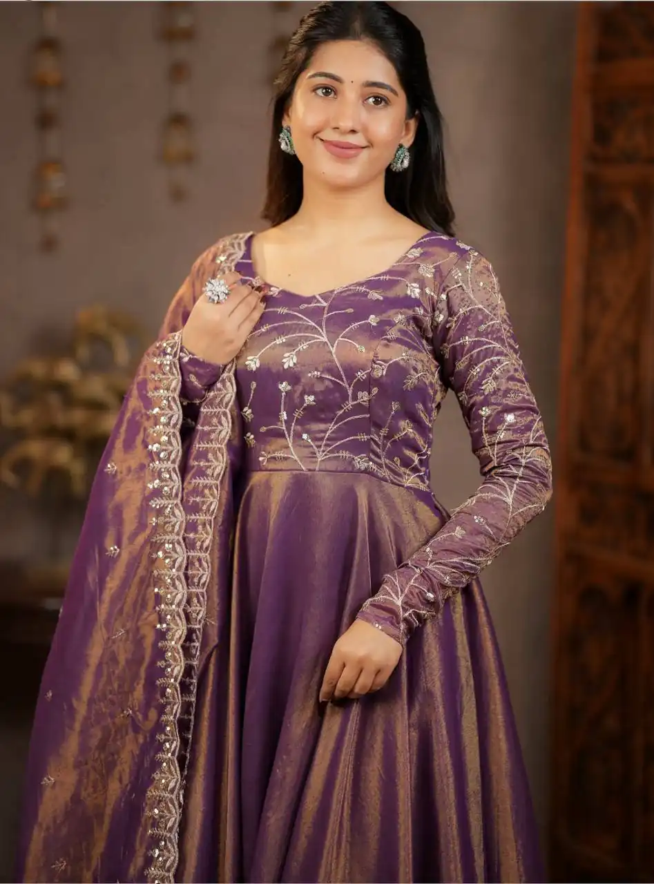 MD 3078 Purple Color Cosmos Silk Anarkali Suit with Embroidery Work. Now at just ₹2399. Delivery 4-6 Working Days. Shop now. | Anarkali Suits, Bollywood Anarkali, Creative-Anarkali, Designer Anarkali, Embroidered Anarkali, Party Wear Anarkali