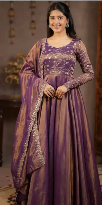 MD 3078 Purple Color Cosmos Silk Anarkali Suit with Embroidery Work. Now at just ₹2399. Delivery 4-6 Working Days. Shop now. | Anarkali Suits, Bollywood Anarkali, Creative-Anarkali, Designer Anarkali, Embroidered Anarkali, Party Wear Anarkali