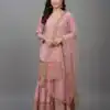 ZF 250 Pink Color Faux Georgette Embroidery Sequence Work Sharara Suit Wedding, Party, Festive, Events Etc. Expected Delivery 4-6 Working Days @2099/- | Jump Suits, Straight Suits, Salwar suit, Designer Suits, Casual Suits, Creative suits, Palazzo Suits, Party Wear Suits, Patiala Suits